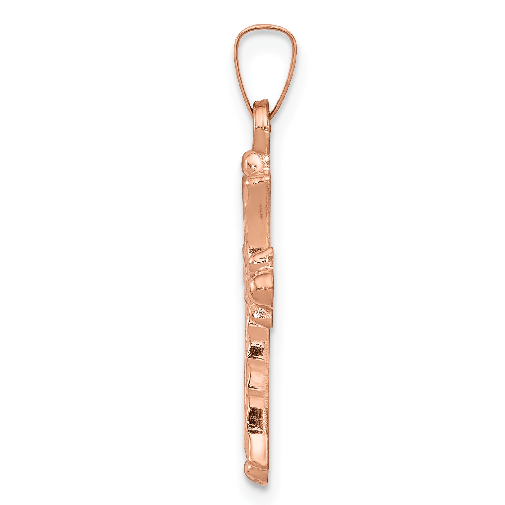 14K Rose Gold Heart Hollow Cross Pendant J57354