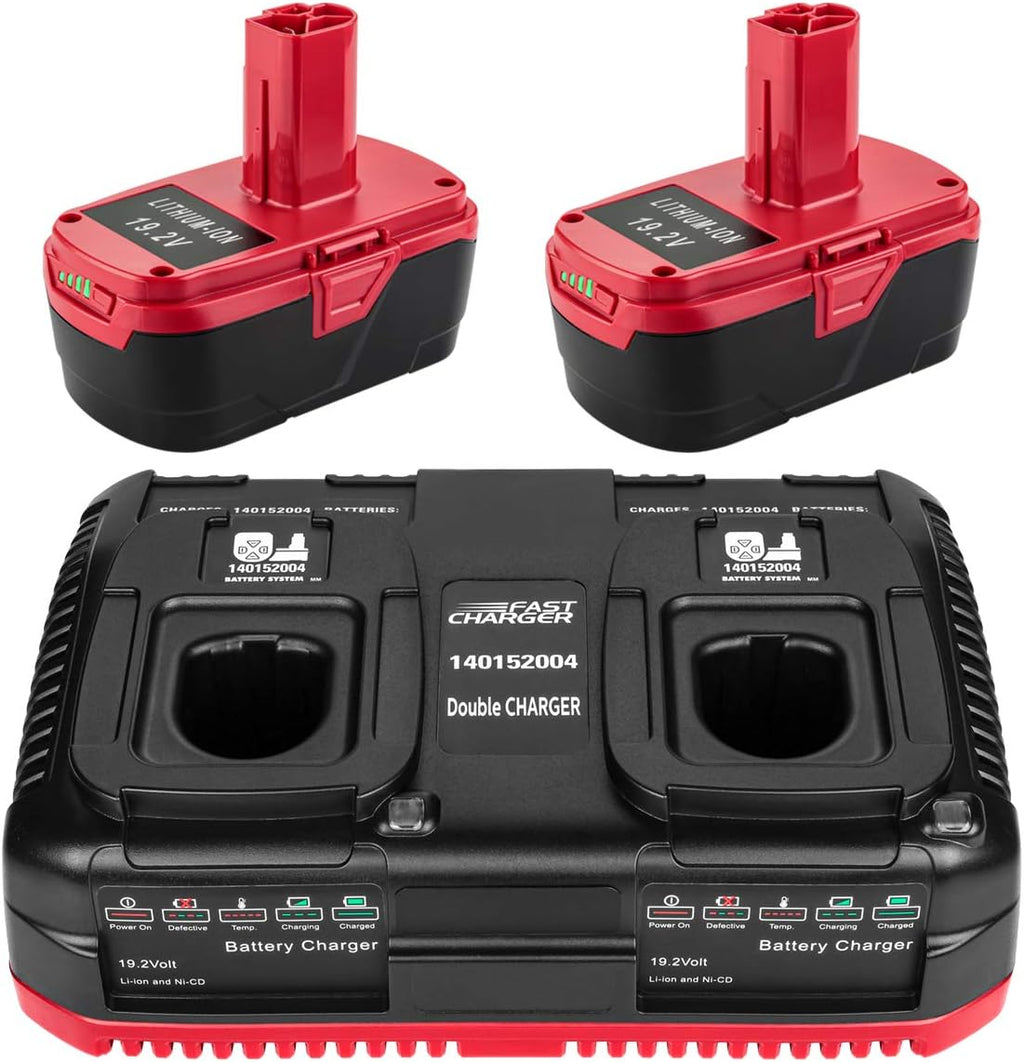 2Pack 6.0Ah 19.2 Volt Lithium Battery and Dual Battery Charger E662366