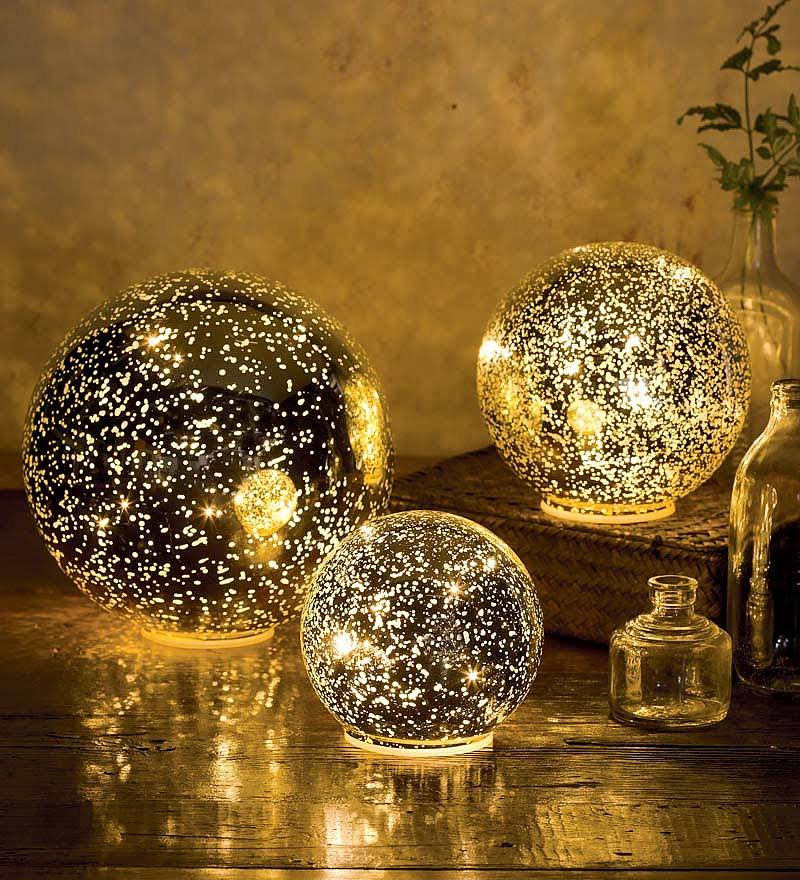 Gold Glass Ball Lights - 3 count N800