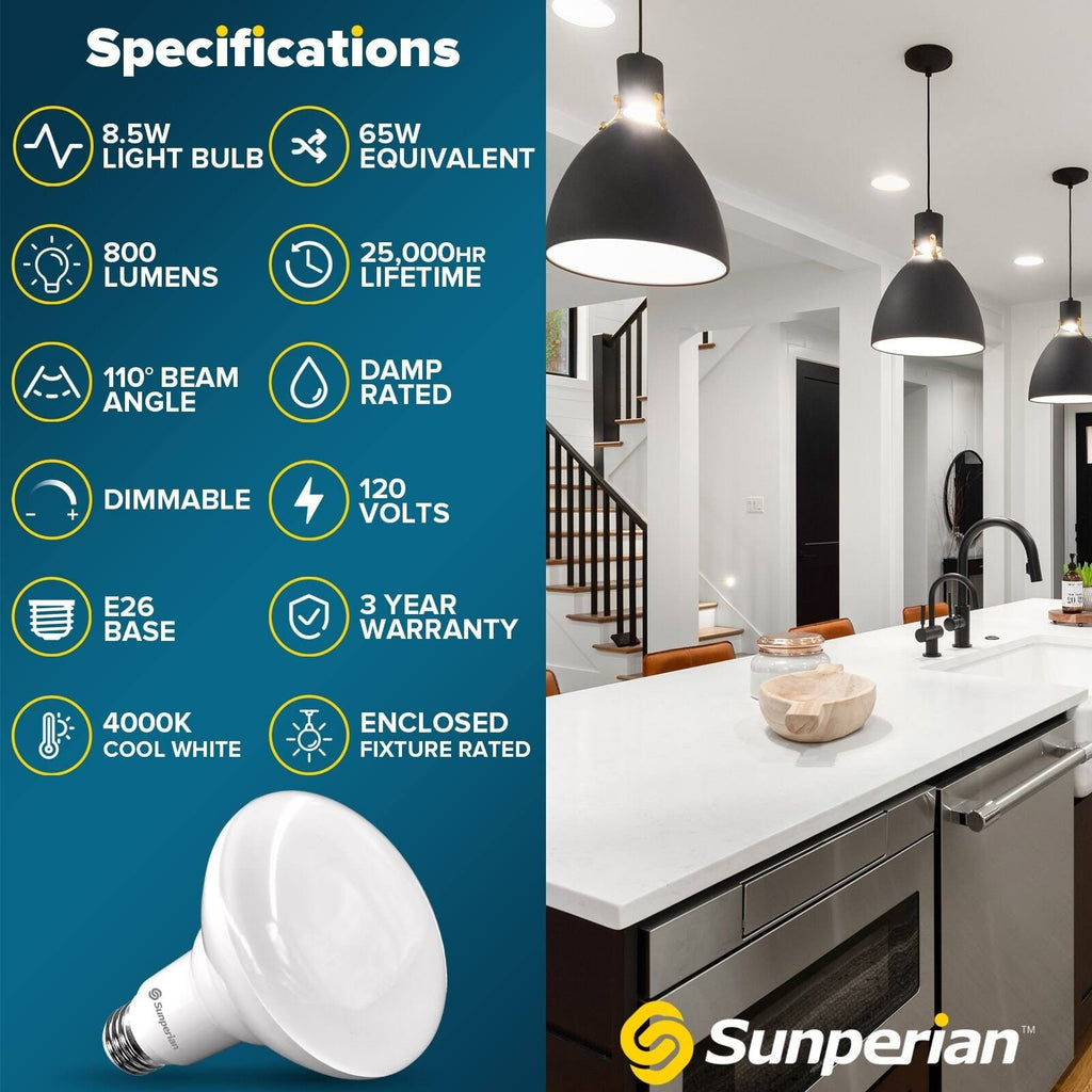 12 Pack BR30 LED Flood Bulb 8.5W 800lm Dimmable E26 Base 6500K X24725