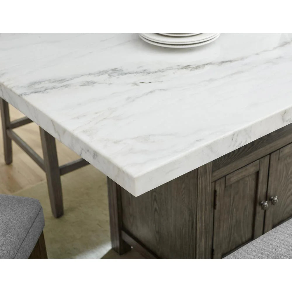 White Marble and Driftwood 6-Piece Counter Height Set S7000
