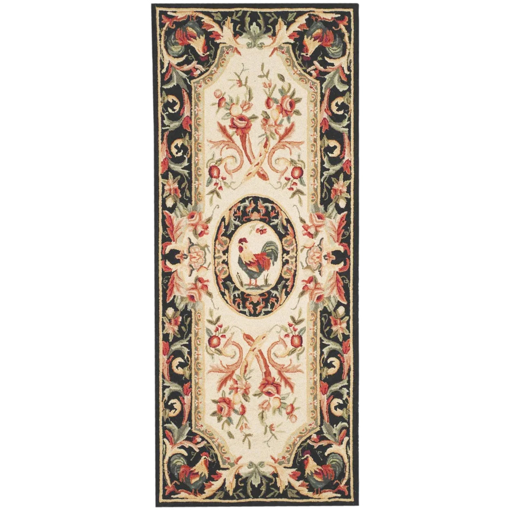 Ivory/Black Wool Novelty Area Rug S3415