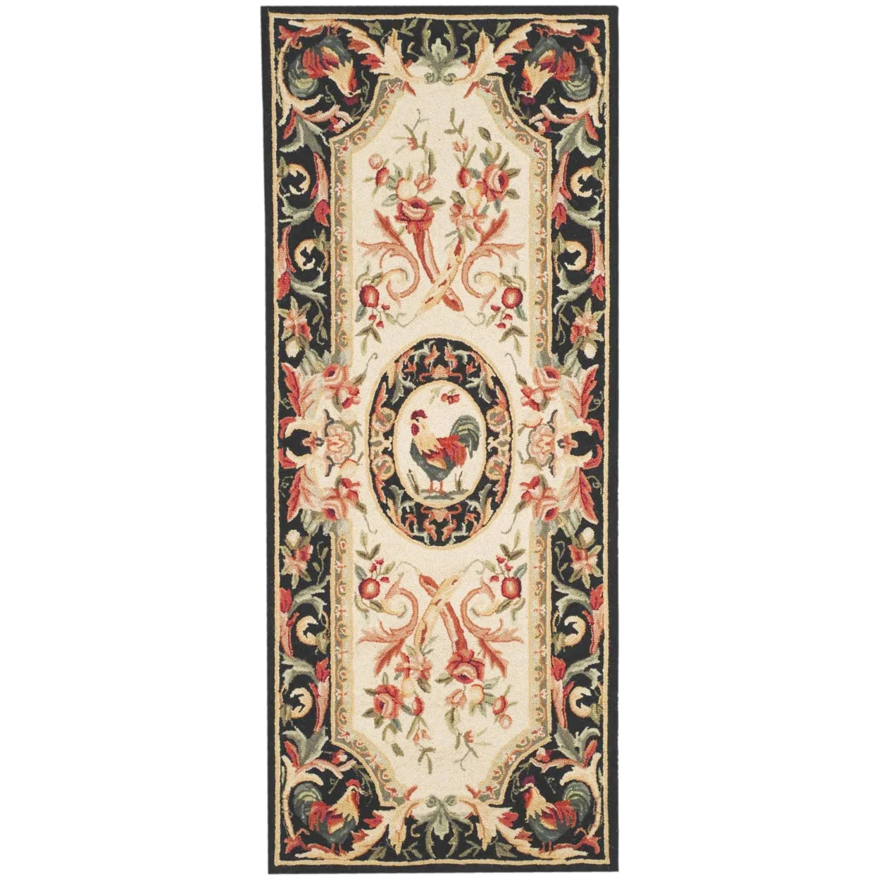 Ivory/Black Wool Novelty Area Rug S3415