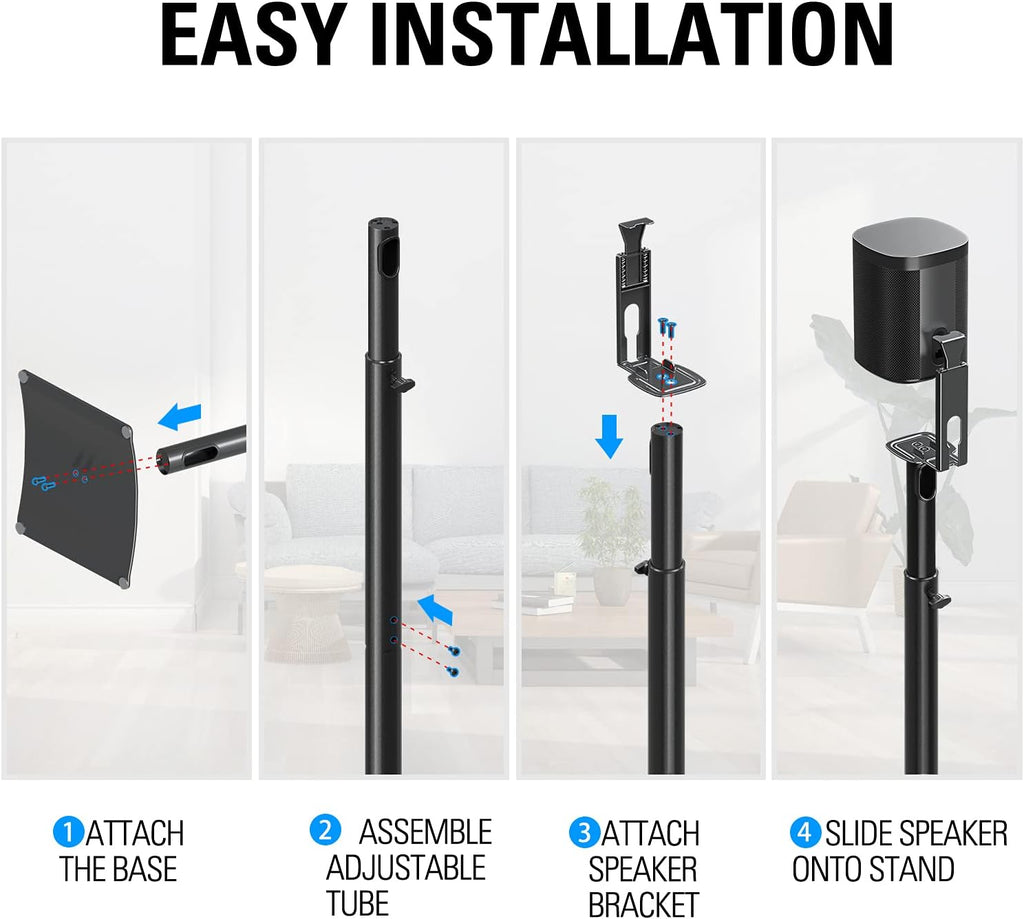 Speaker Stand with Cable Management, Height Adjustable 39.6"-48.3", Pack of 2 Q174742
