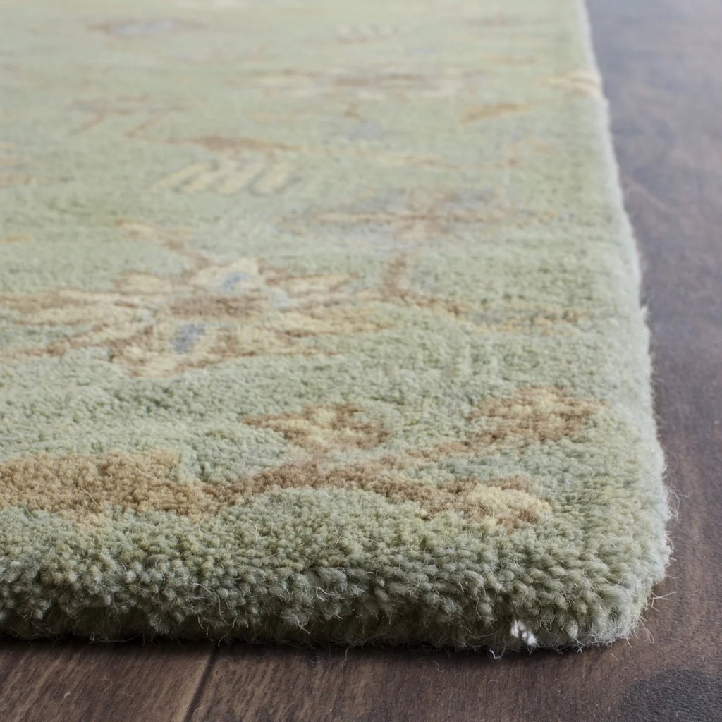 Floral Wool Area Rug, Light Green, 7' x 7' Square J327274