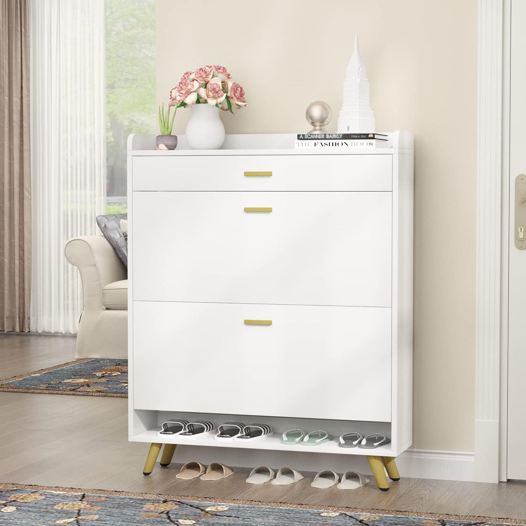 5-Tier Shoe Storage Cabinet with Drawers, White Y234050
