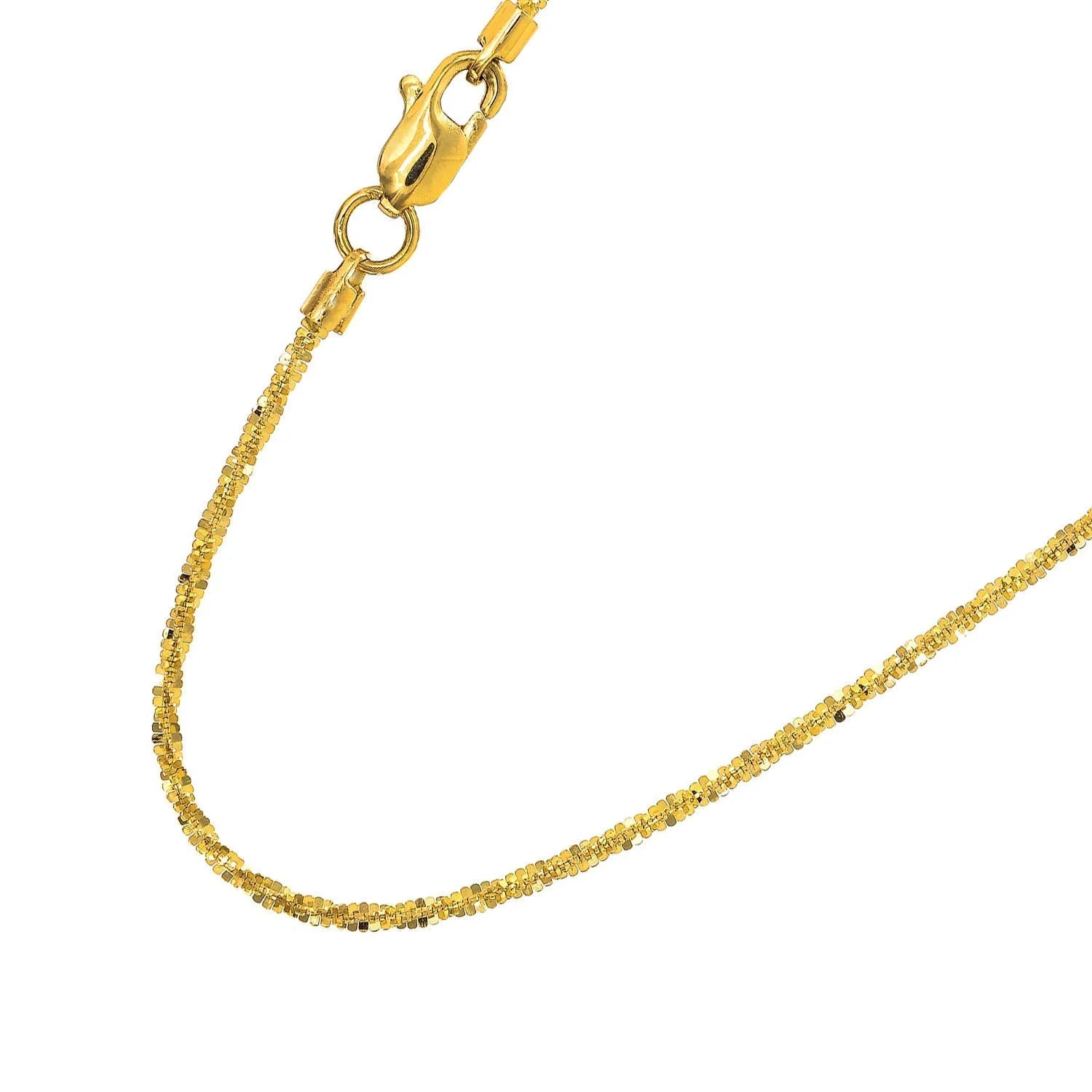 14k Solid Yellow Gold Sparkle Chain Necklace, 16 Inches T366