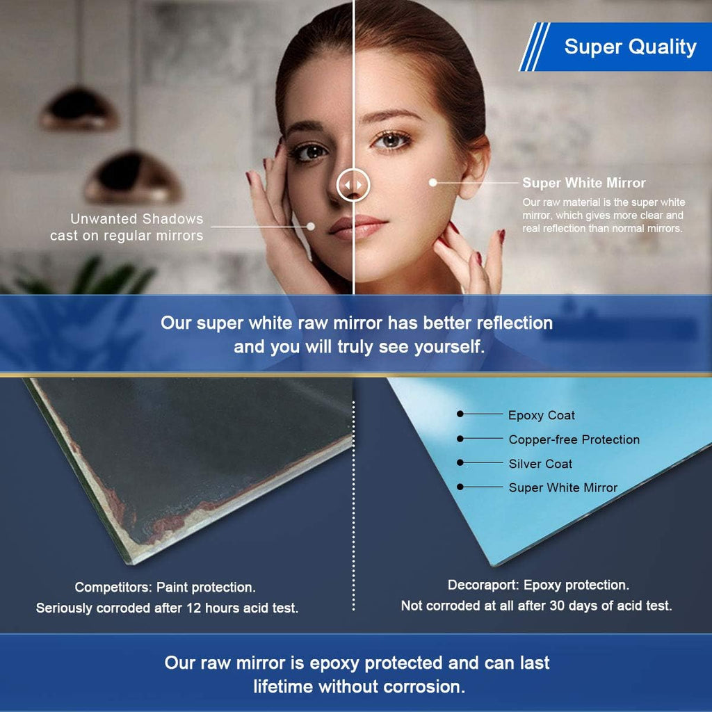 60 x 36 Inch Illuminated LED Bathroom Mirror with Smart Button, Anti Fog, Dimmable, Bluetooth Speakers V453047