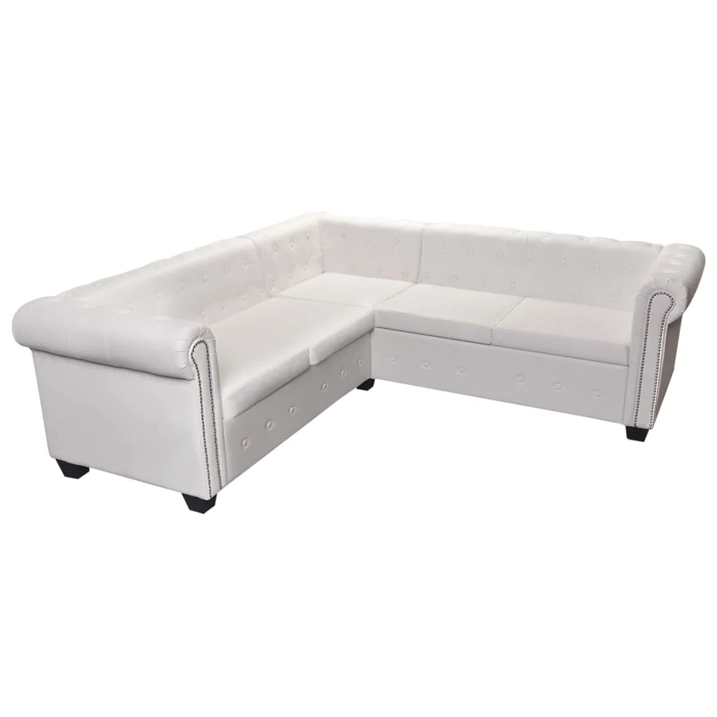 White Faux Leather 5-Seater Corner Sofa K3295