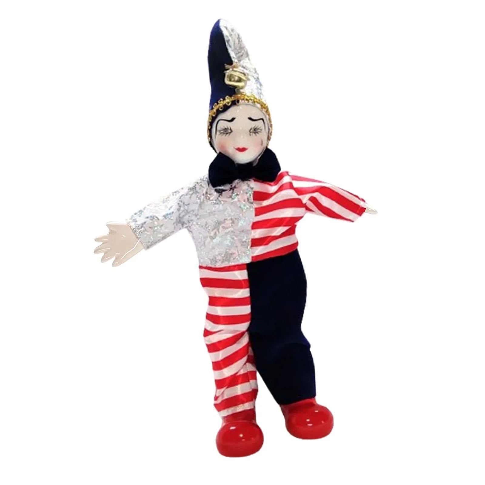 Clown Doll Harlequin Doll Antique Doll Collections Toy, 9.84'' Movable Joint Jester Doll O598322