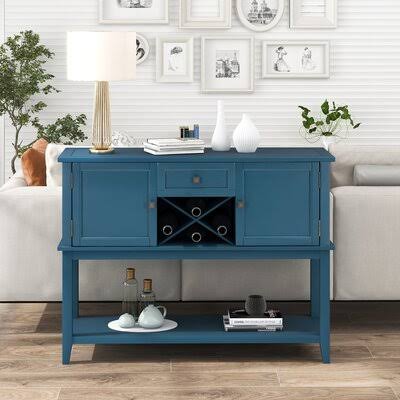 Wooden Console Table with Wine Rack and Open Shelf O310376