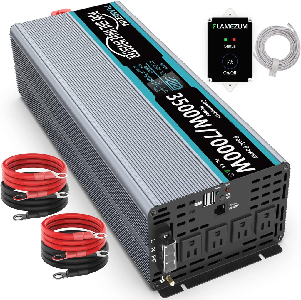 Power Inverter Pure Sine Wave 1200 Watt 12V DC to 110V AC Converter with 2 USB Port L636355