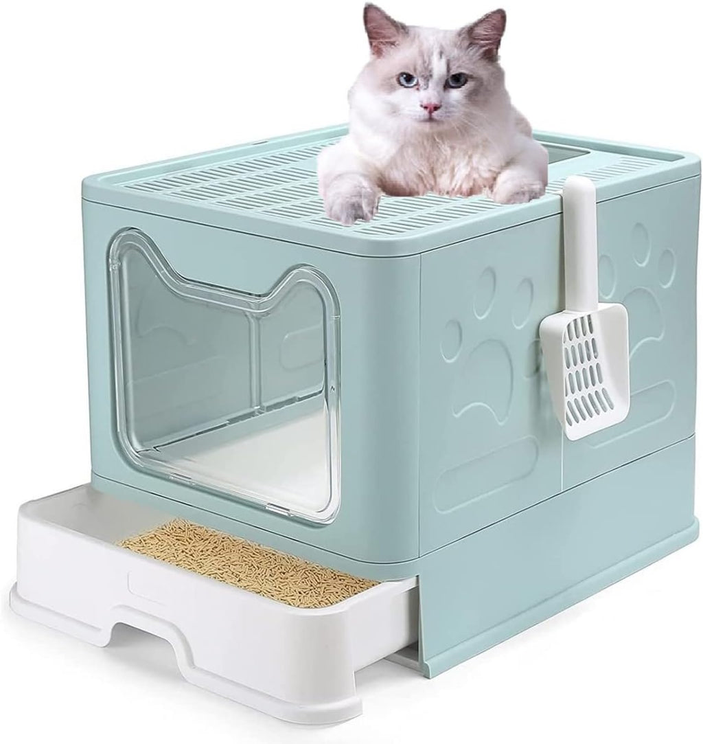 Large Cat Litter Box with Lid, Drawer Type Cat Litter Pan P81077