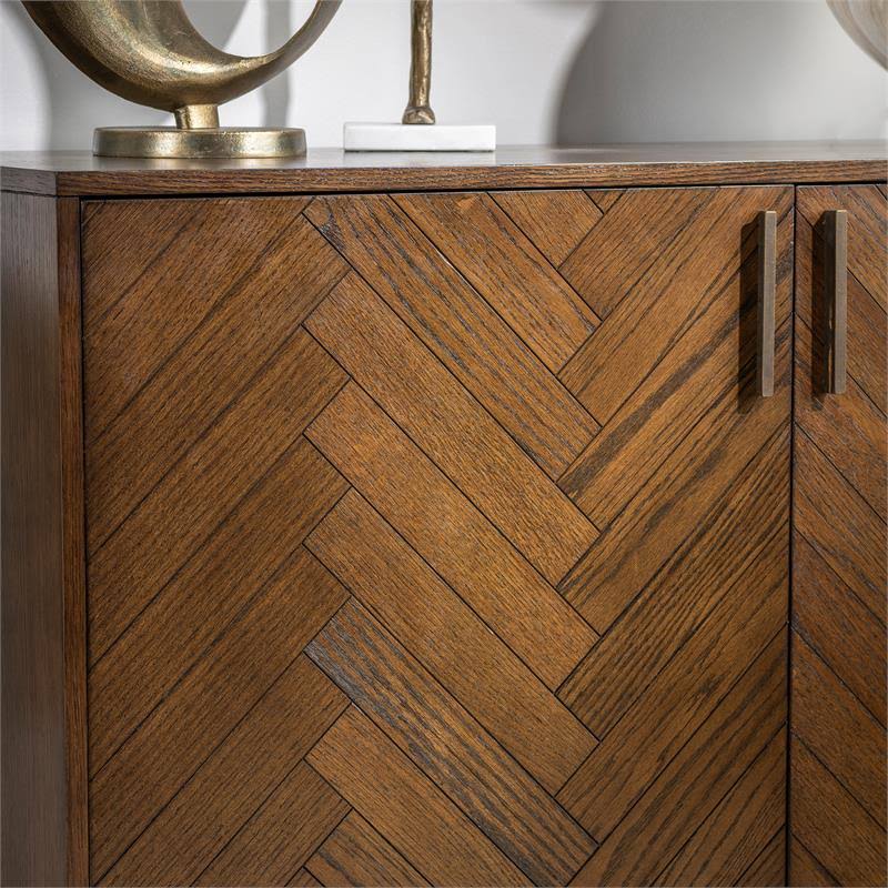 2 Door Oak Chevron Cabinet Y70137