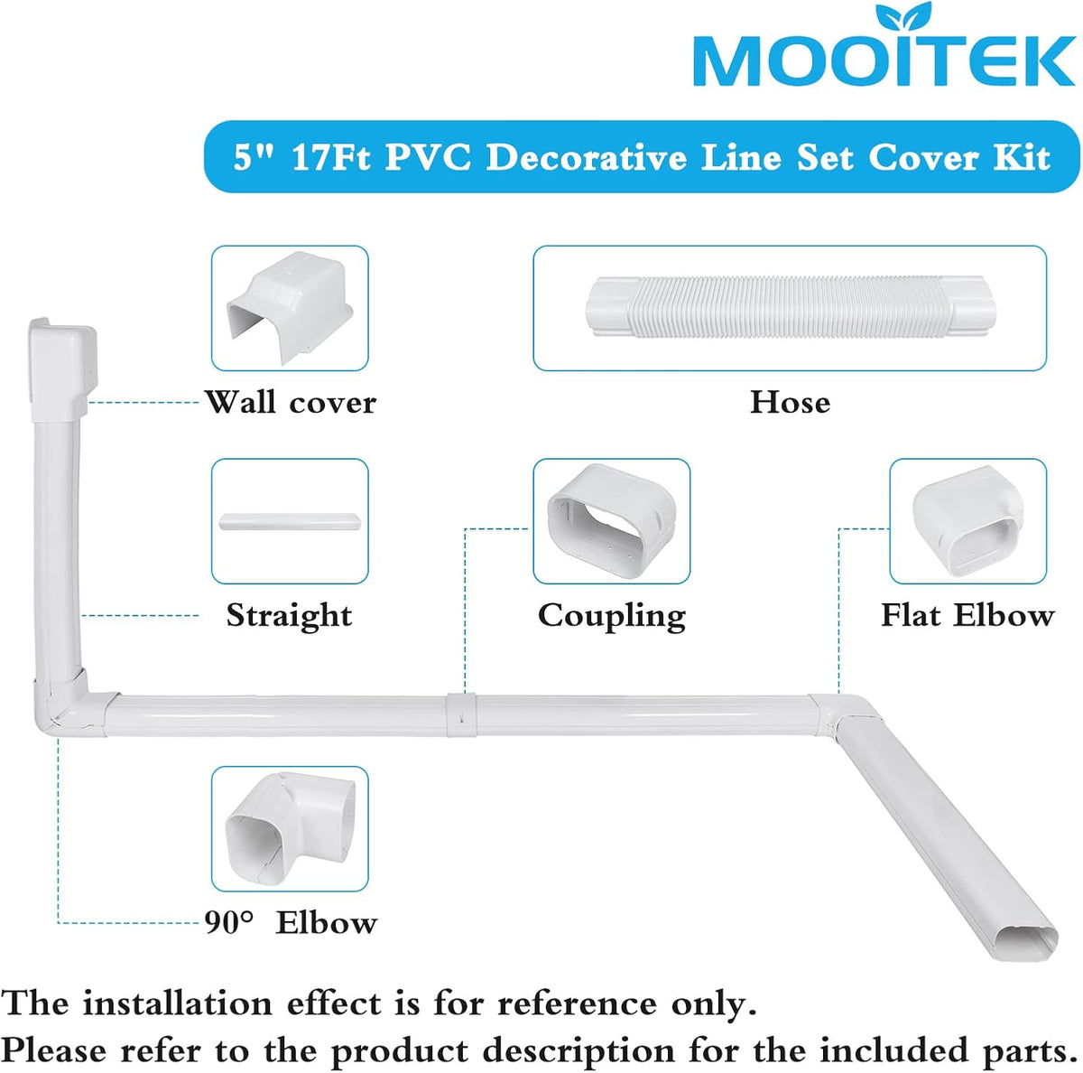 17Ft PVC Decorative Line Set Cover Kit for Ductless Mini Split Air Conditioners V241