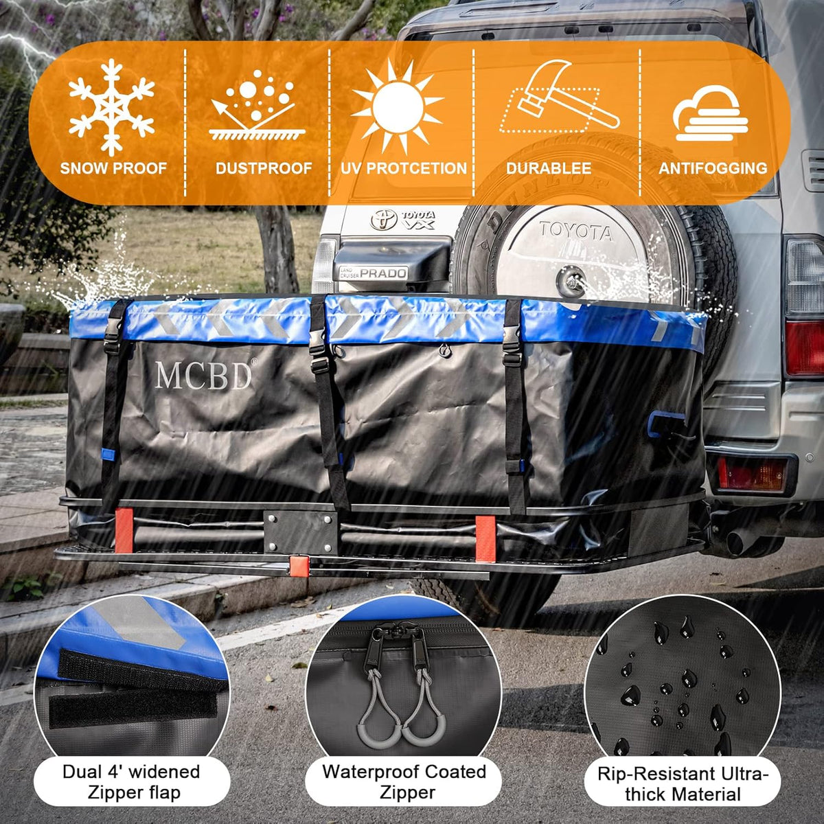 Hitch Cargo Carrier Bag, 20 Cubic Feet, Soft-Shell Waterproof Vehicle Cargo Carrier with 6 Reinforced Straps R3461