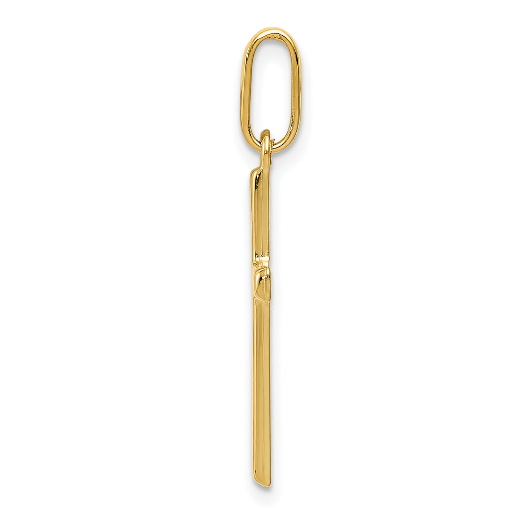 14K Yellow Gold Hollow Cross Pendant Charm with Rope Chain Necklace 20'' T506762