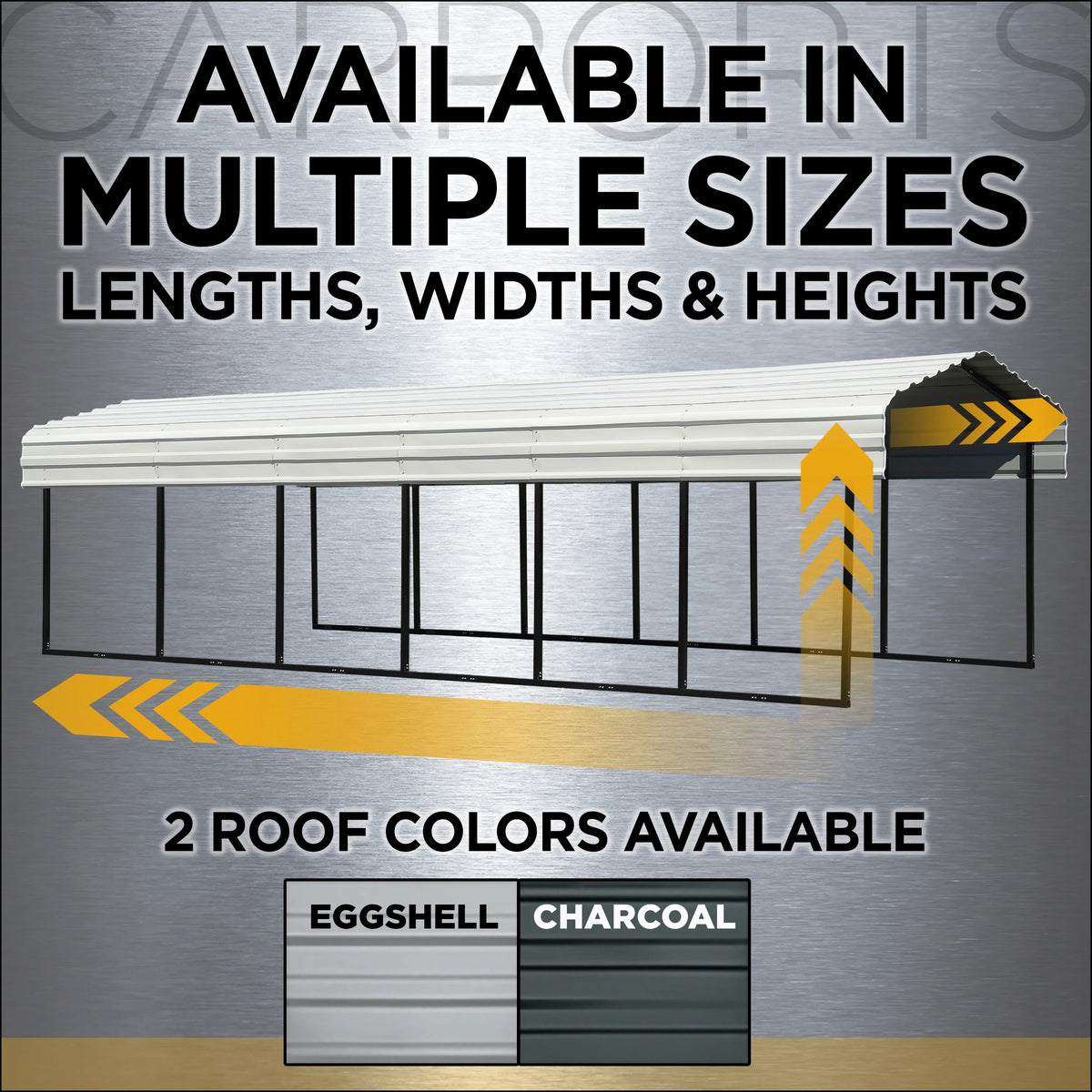 Galvanized Steel Carport Kit, 10' x 24' x 9', Charcoal U79728
