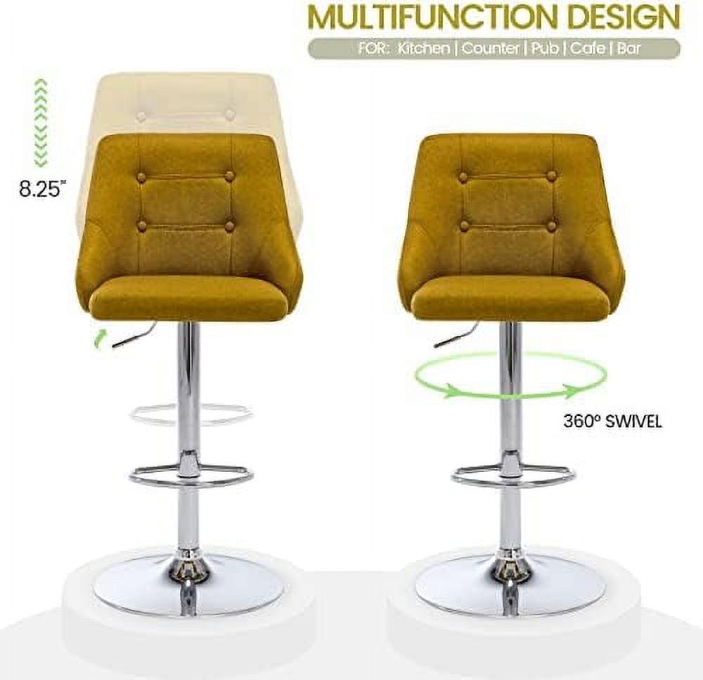 Yellow Adjustable Fabric Swivel Barstool with Back C3648