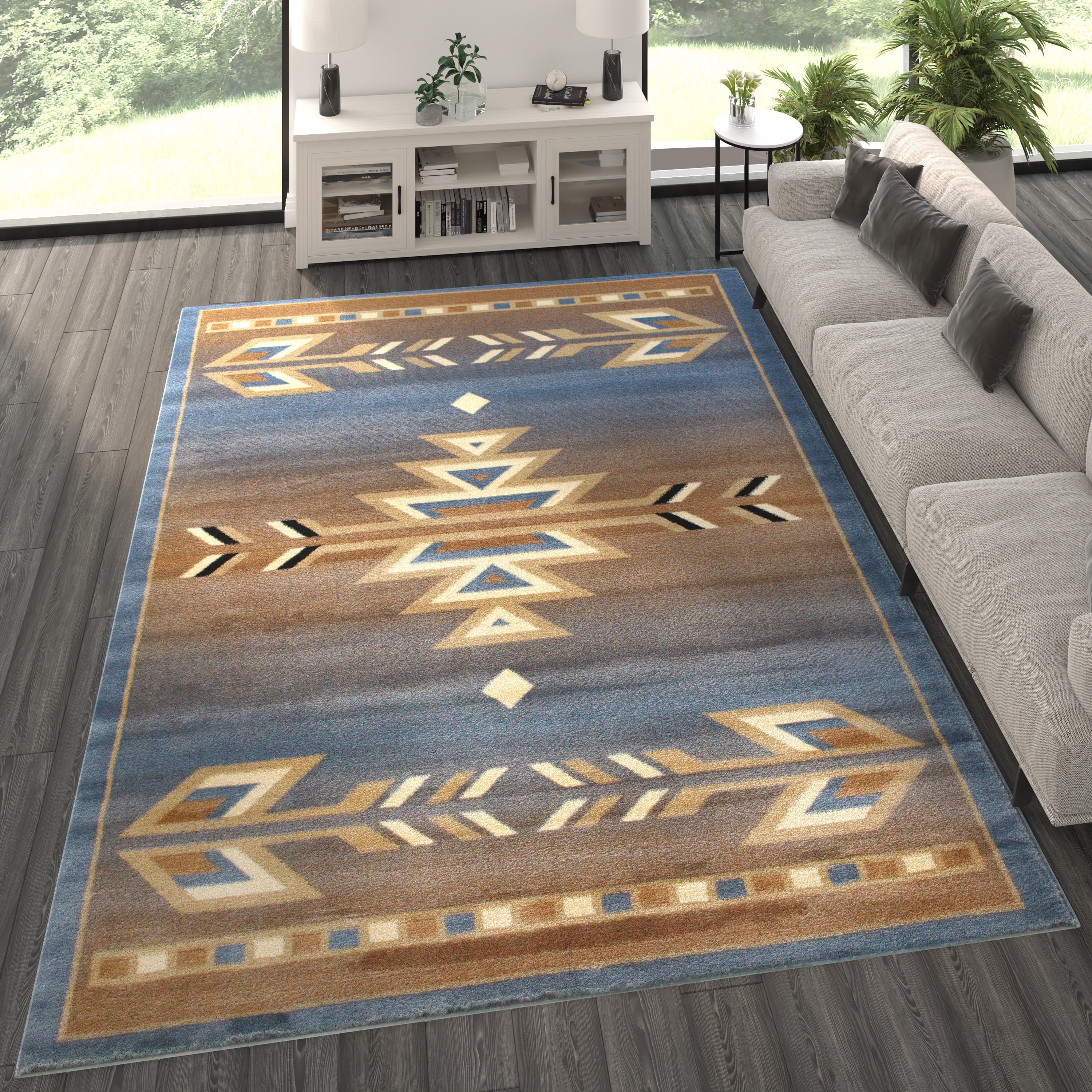 Blue 8 Feet X 10 Feet Area Rug V252