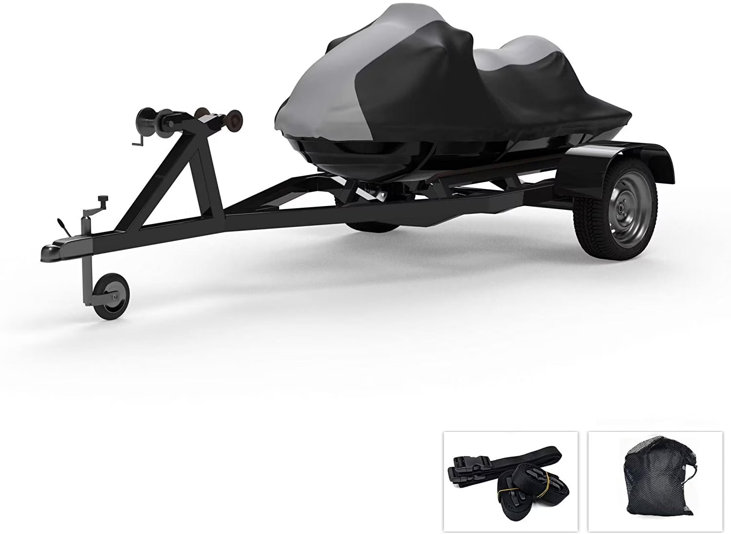 Gray/Black All Weather Jet Ski Covers with Trailer Straps and Storage Bag X3663