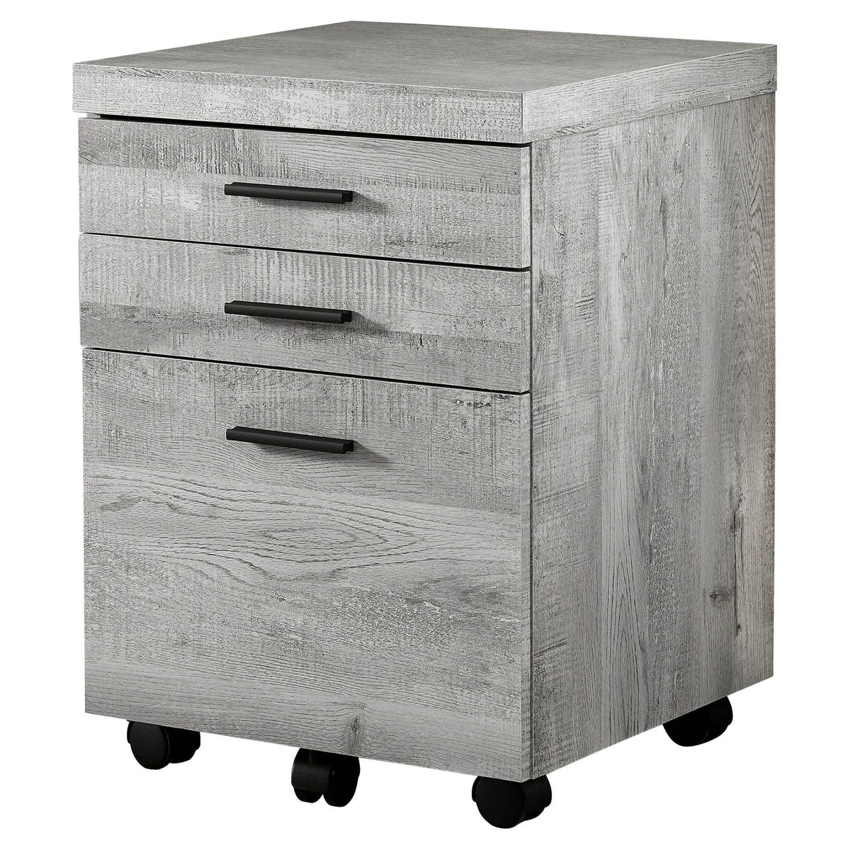 Grey Reclaimed Wood 3 Drawer Mobile Filing Cabinet U4714