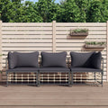 3 Piece Anthracite Poly Rattan Outdoor Patio Furniture Set W63347