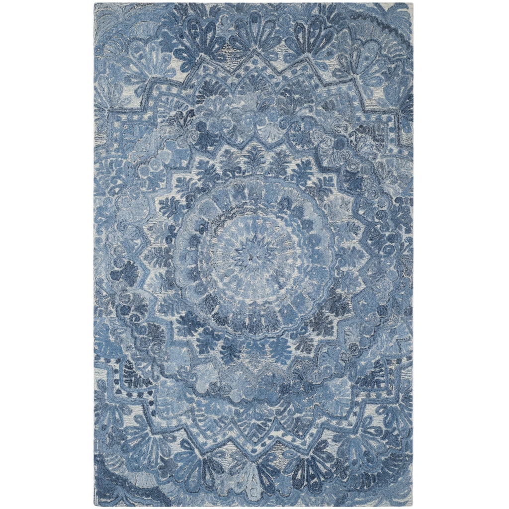 Blue / Ivory Handmade Rug Q88110