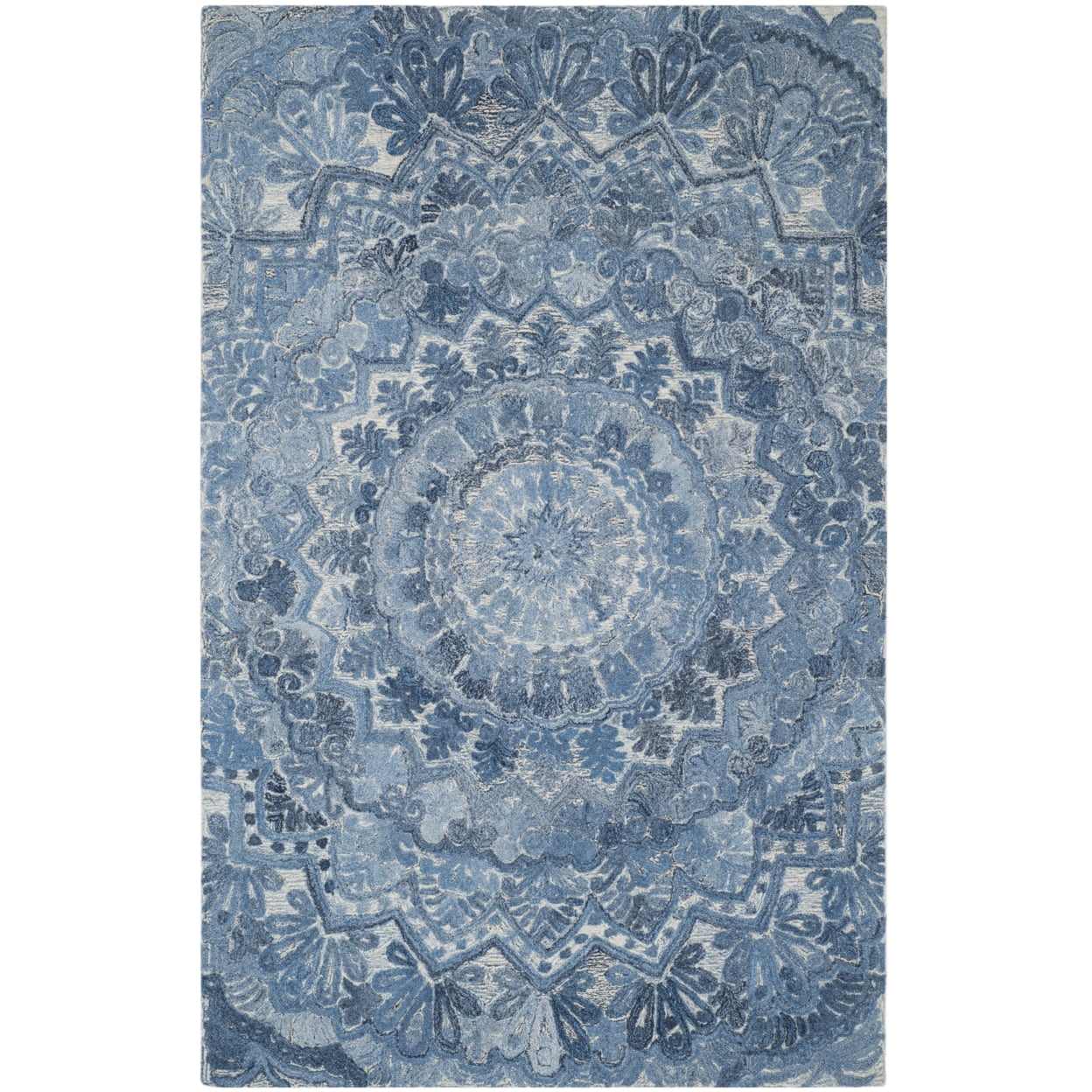 Blue / Ivory Handmade Rug Q88110