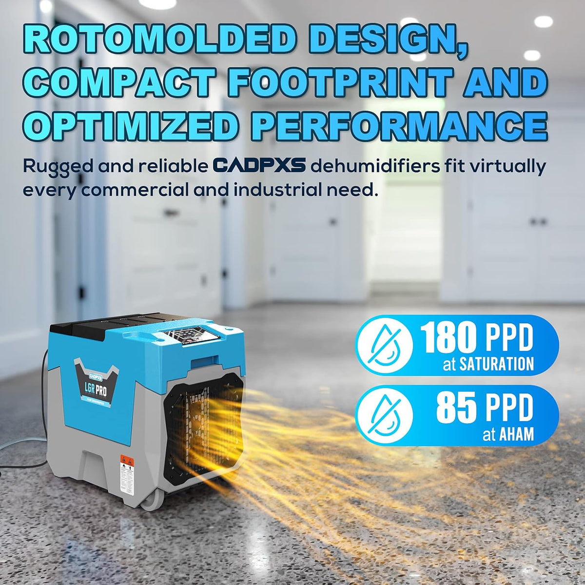 Commercial Dehumidifier with Pump & Drain Hose, Up to 13.39 Gallons/Day I1302