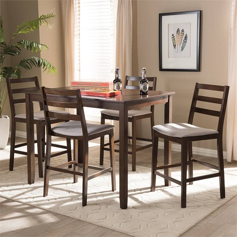 5 Piece Counter Height Dining Set in Light Gray E833307