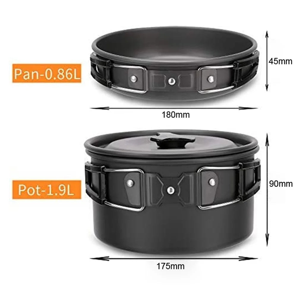 Portable Camping Cookware Set with Alumina Pot and Frying Pan Z320745