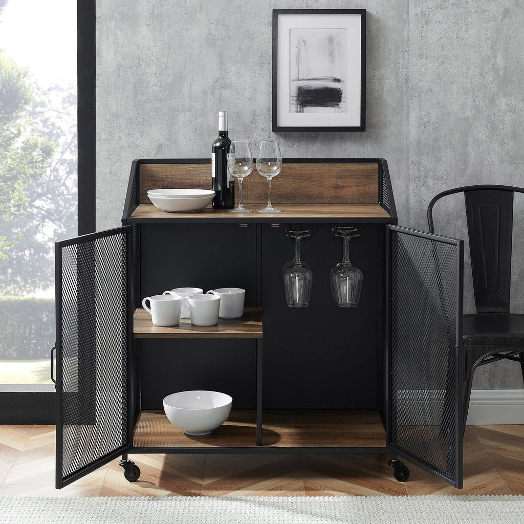 Grey Wash Mesh Bar Cabinet F756032