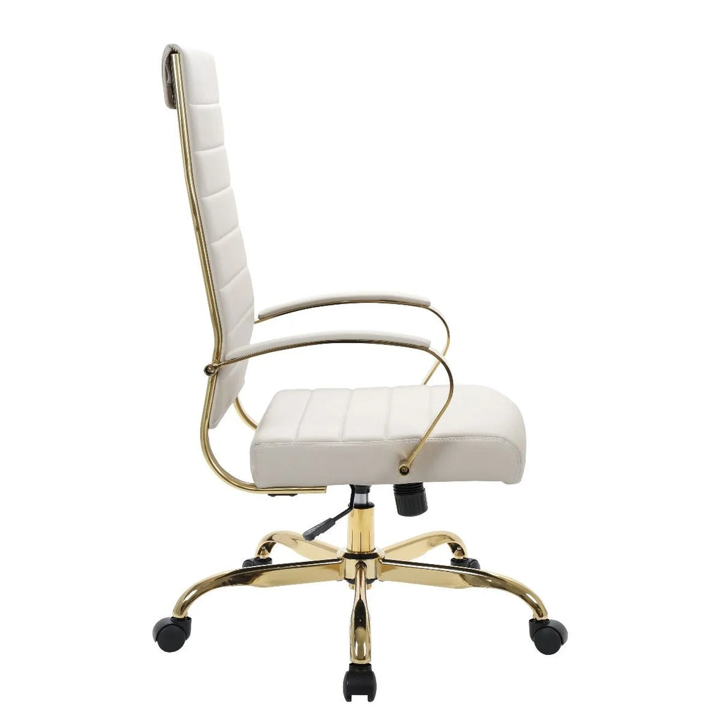 Tan Leather Swivel Office Chair with Gold Frame Z23209