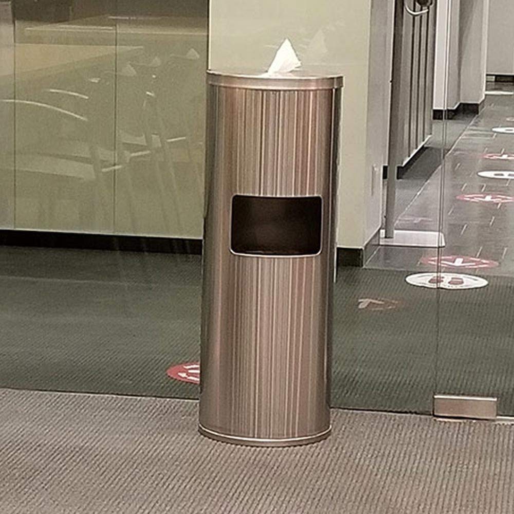Stainless Steel Floor Stand Wipe Dispenser with Built-in Trash Can X2547