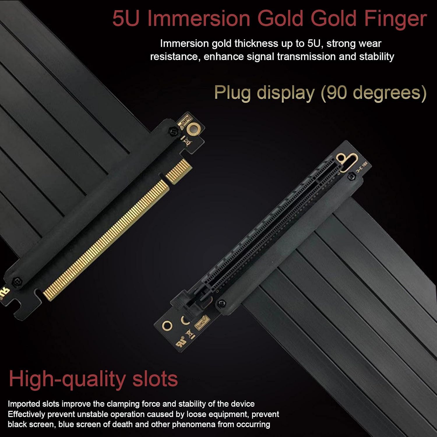 Black Vertical GPU Mount Bracket with PCI-E 3.0 x16 Extension Cable H39341