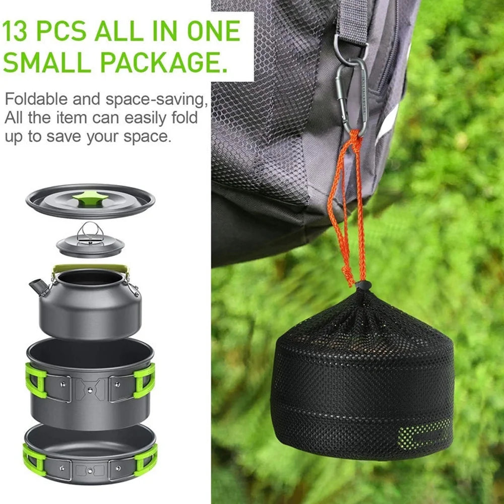 Portable Camping Cookware Set with Alumina Pot and Frying Pan Z320745