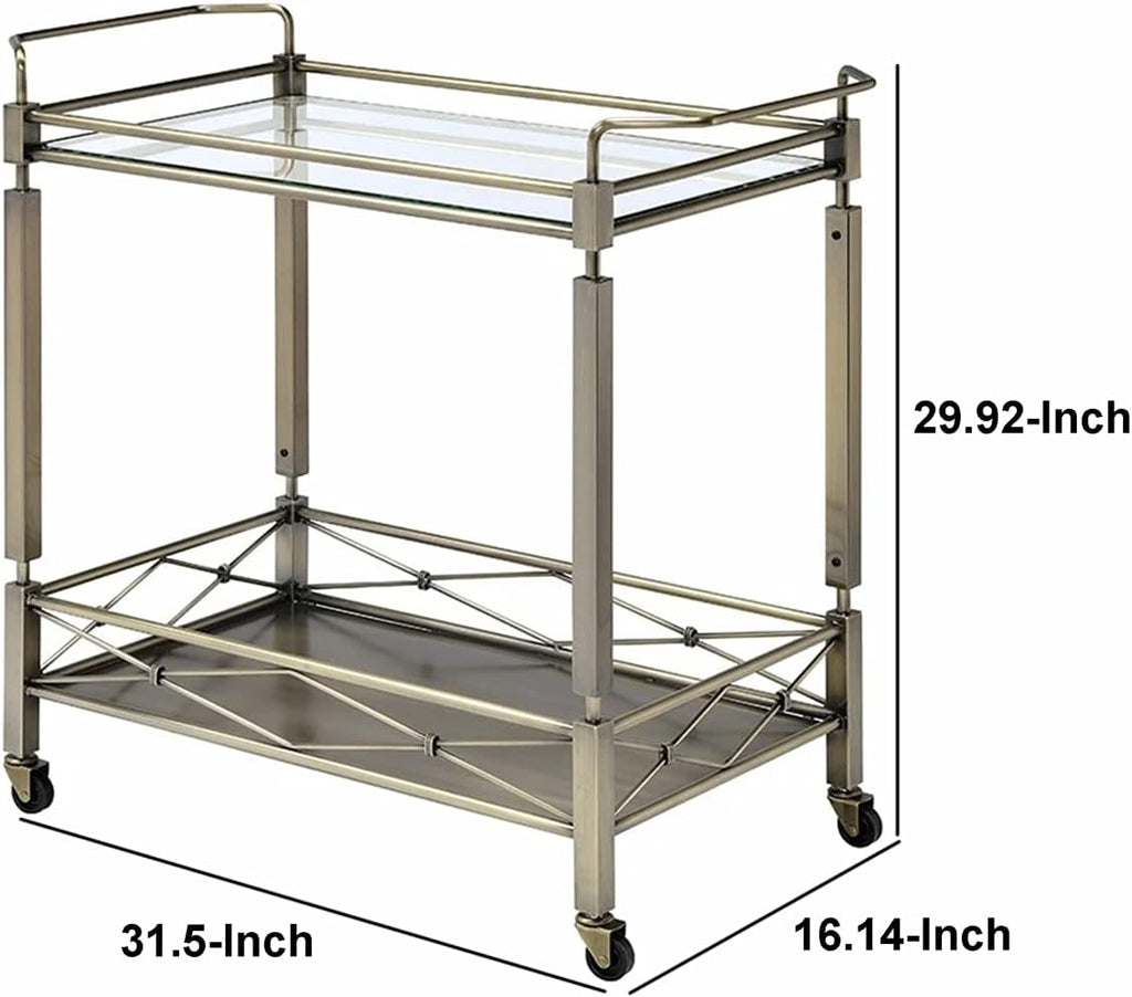 Antique Gold Clear Glass Cart S6401