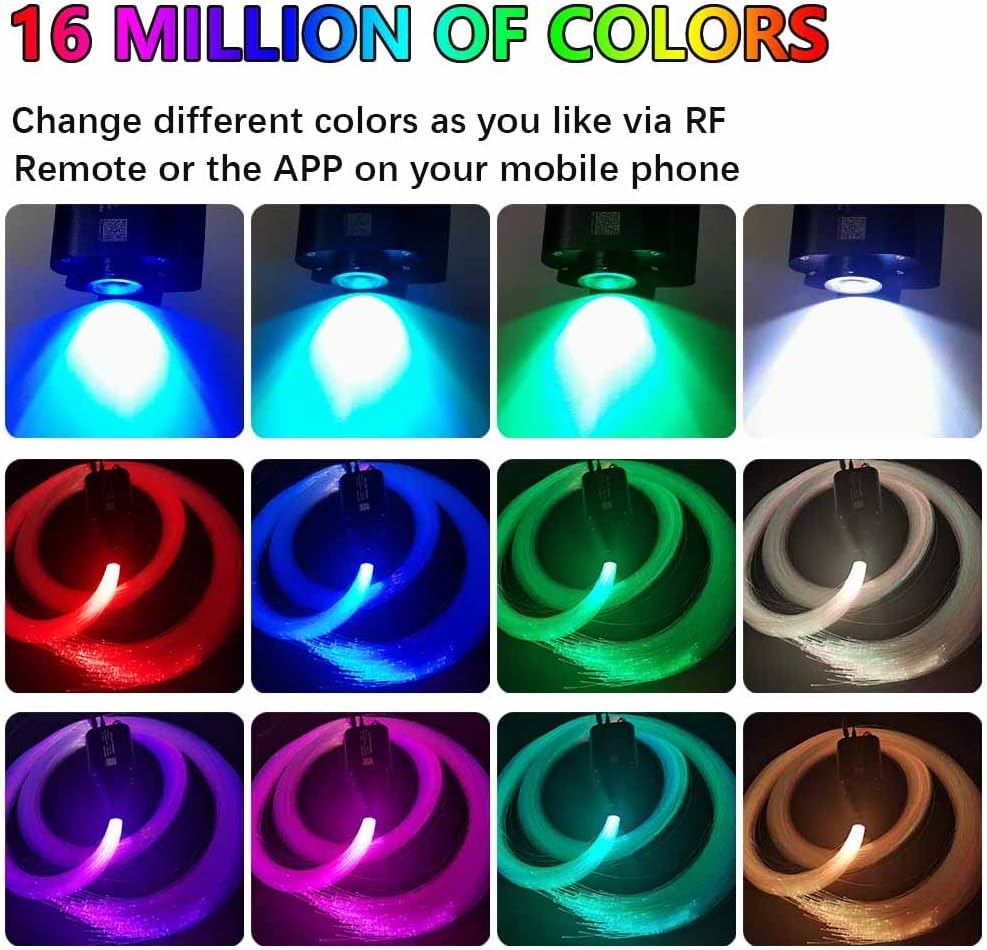 460pcs 0.03in 9.8ft RGBW LED Fiber Optic Star Ceiling Light Kit P982