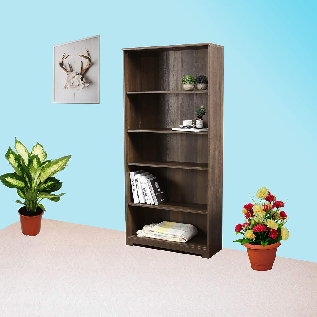 Gray 5-Shelf Wooden Bookcase T971