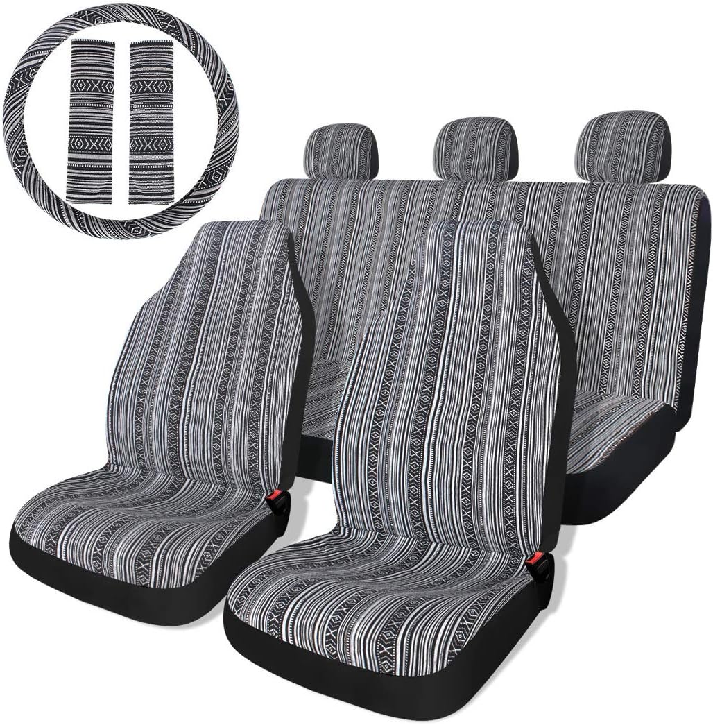 Beige Woven Seat Cover with Steering Wheel Cover R729541