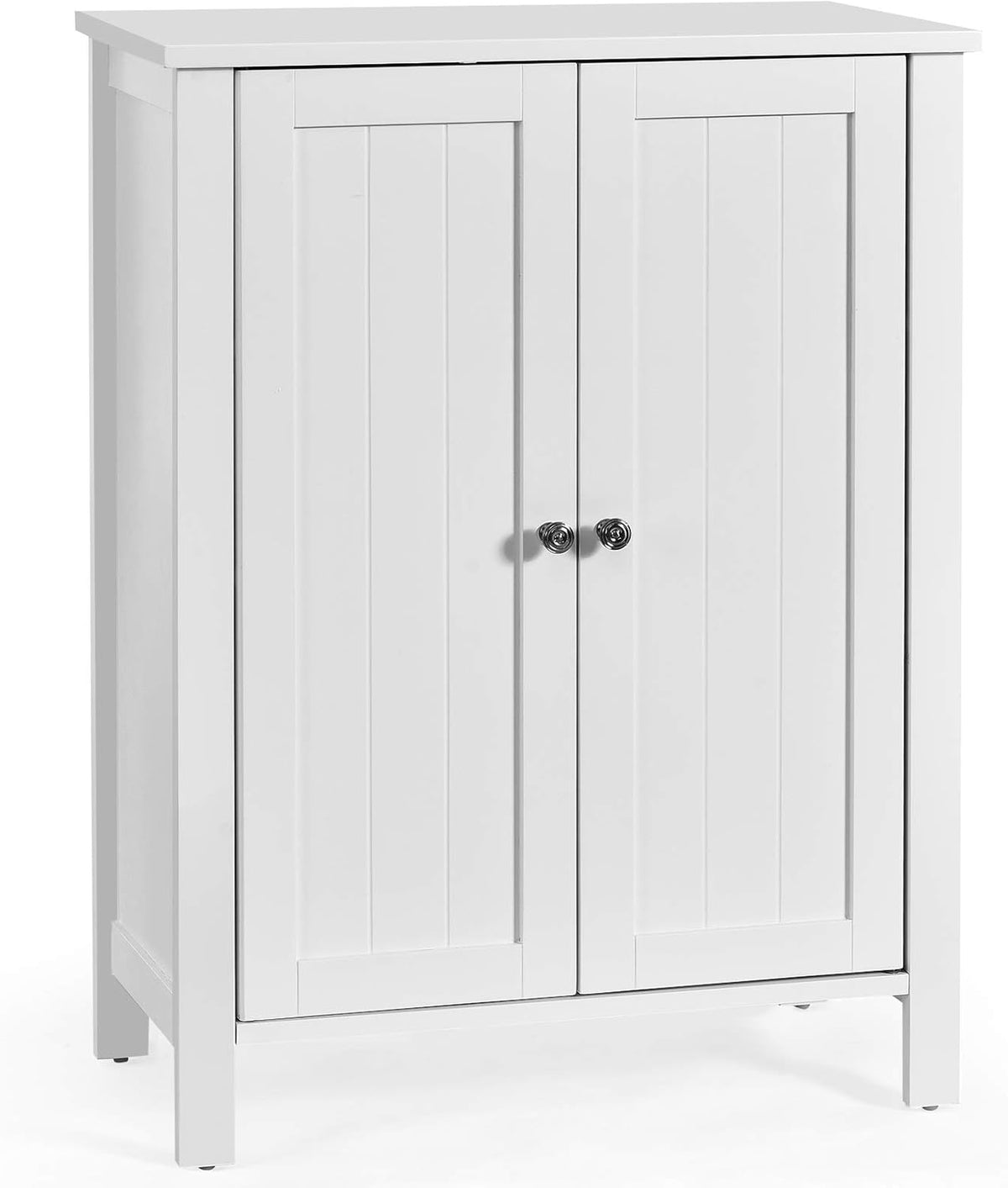 Grey 3 Tier Wooden Bathroom Floor Cabinet with Double Door and Adjustable Shelf R566119