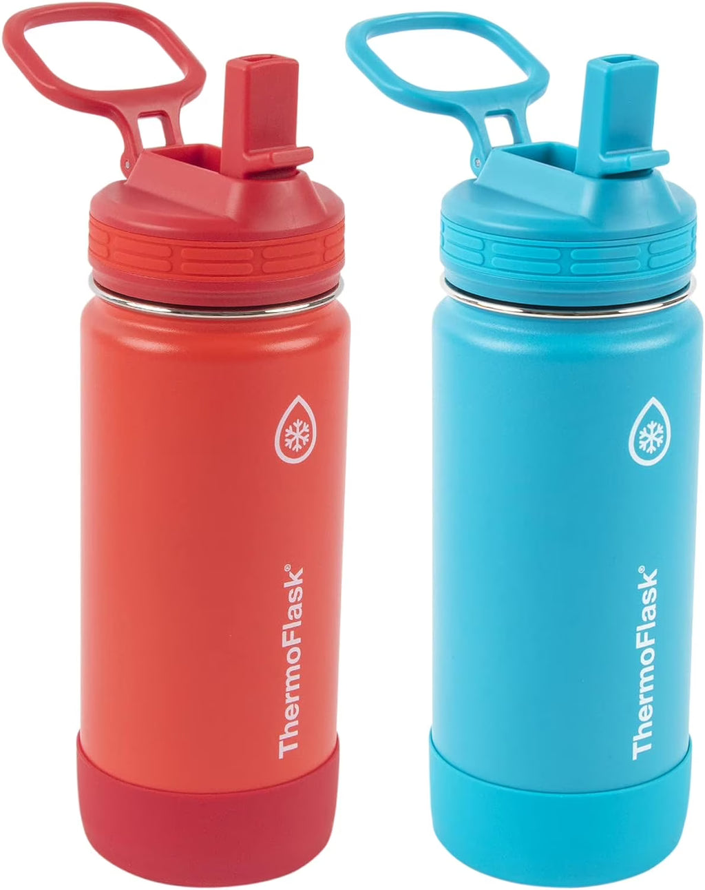 16 Ounce Stainless Steel Water Bottles 2-Pack, Red/Blue O488