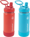 16 Ounce Stainless Steel Water Bottles 2-Pack, Red/Blue O488