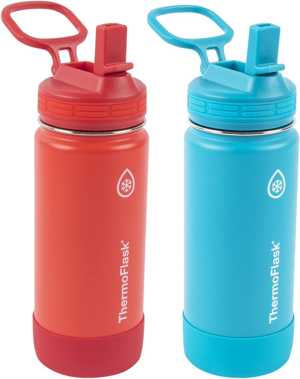 16 Ounce Stainless Steel Water Bottles 2-Pack, Red/Blue O488