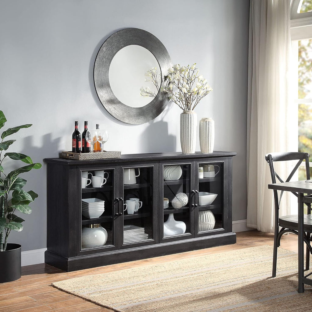 Rustic Gray Wood Sideboard with Storage Cabinet N612289