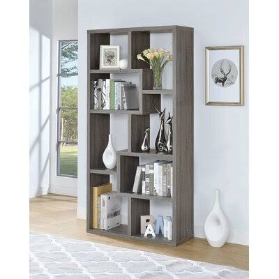 Geometric Bookcase Weathered Gray P66466