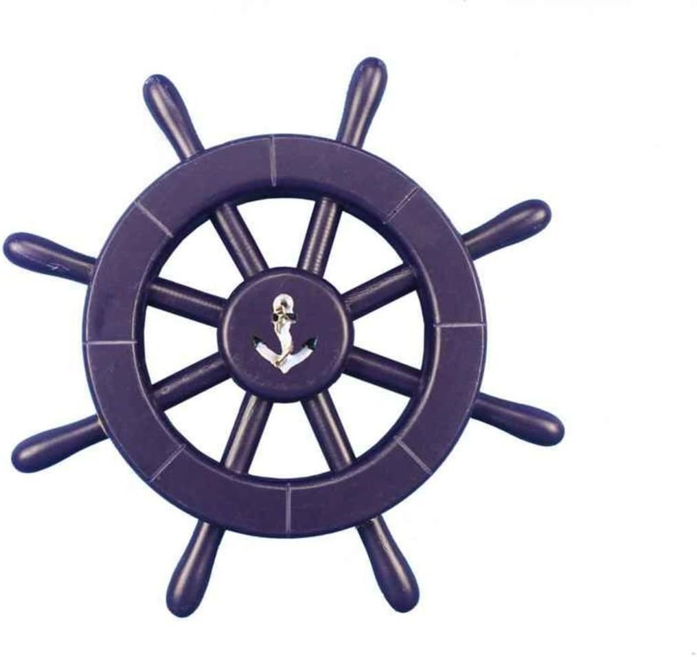 Rustic White Decorative Ship Wheel with Anchor 18 D178