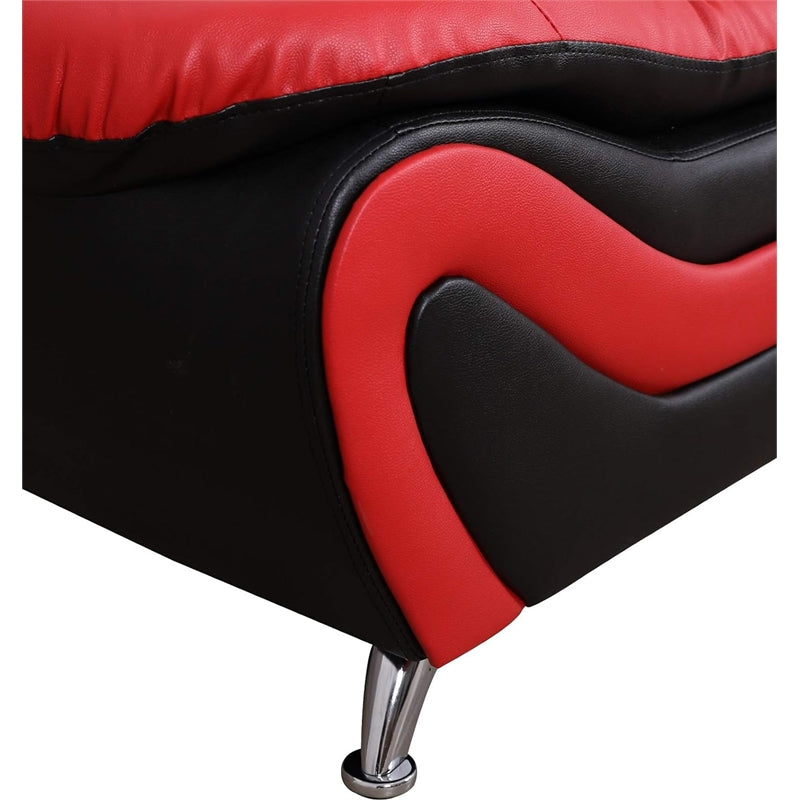 2 Piece Set Faux Leather Black & Red V5718