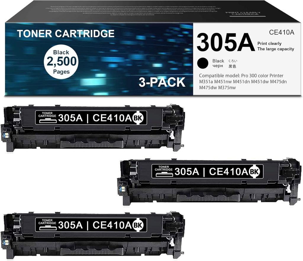 3 Pack Black Toner Cartridge for HP Printers C540301